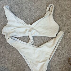 Frankie’s bikinis white ribbed bikini set